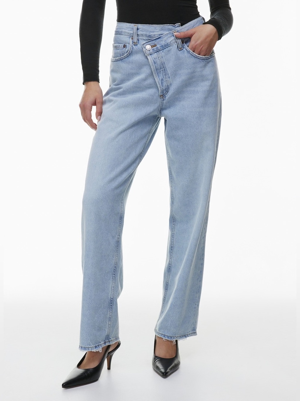 AGOLDE Criss Cross Upsized Jeans Light Wash Sz 24 Slouchy, Oversized Button Fly.